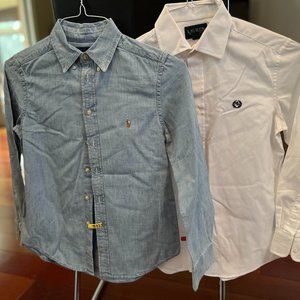 Polo Boys Collared Shirts; Denim & White; M(10-12)